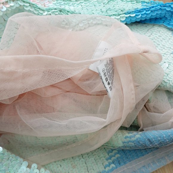 Sequin Dress Medium Mini Cocktail Striped Allover Pastel Candy Party Circus $595 - Picture 14 of 16